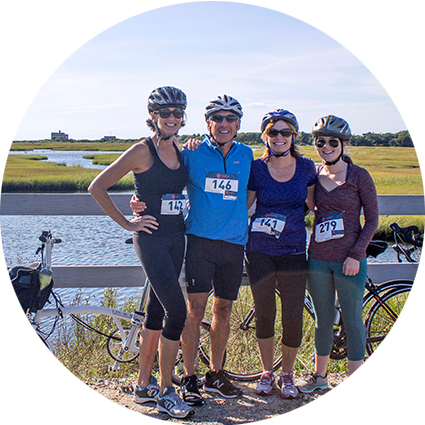 a group of riders on the Buzzards Bay Watershed Ride course